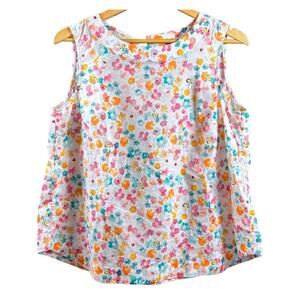 Talbots Floral Bumble Bee Clean Cottage Beachy Romantic Coastal Cotton MED